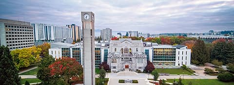 Exterior shot of Koerner Library at UBC Vancouver campus