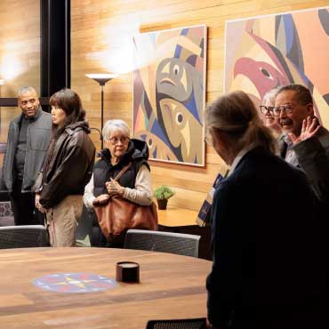 People celebrating the official opening of Indigenous Student Space