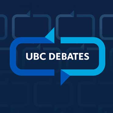 UBC Debates mark with speech bubble illustrations
